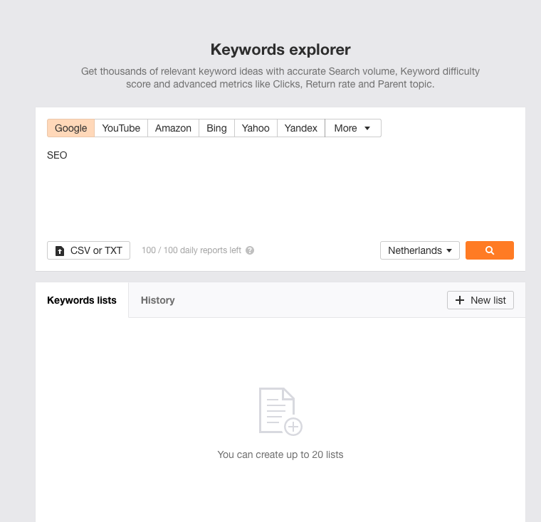Ahrefs Keyword Explorer