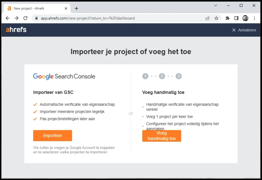 ahrefs koppelen google search console