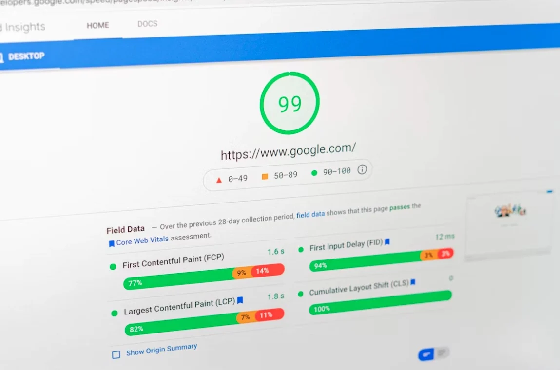 pagespeed insights prestatiescore 100