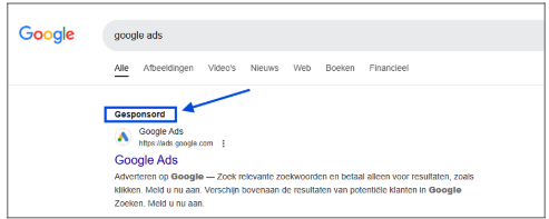 Voorbeeld hoe een advertentie extensies er uit ziet in Google