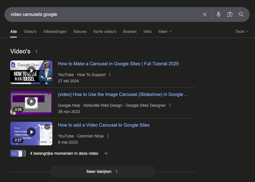 video carousels google