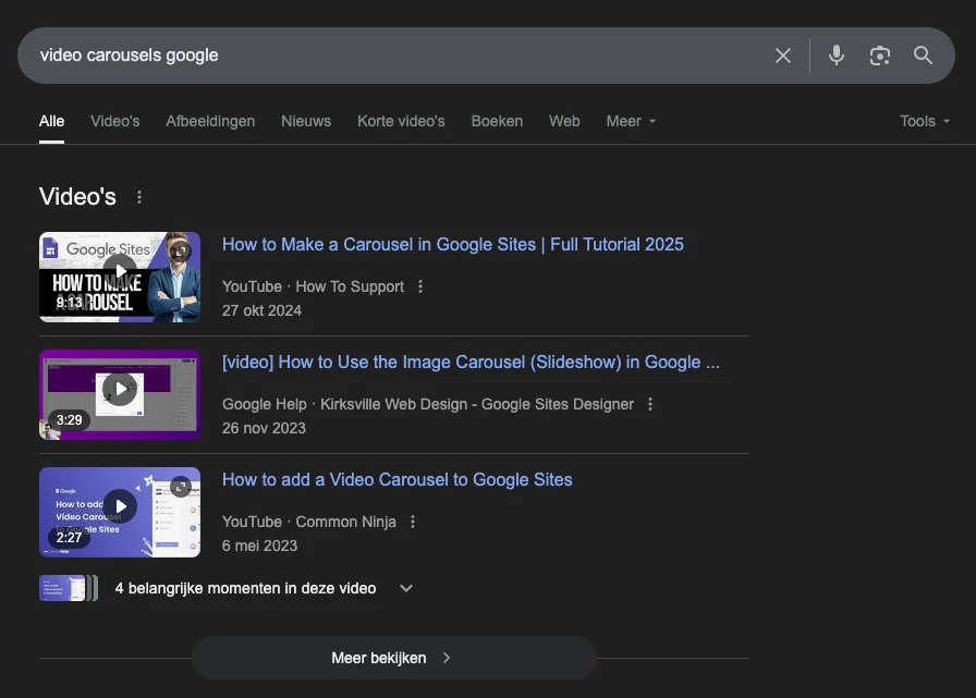 video carousels google