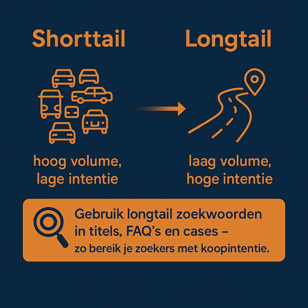 Wat is het verschil tussen shorttail en longtail zoekwoorden?