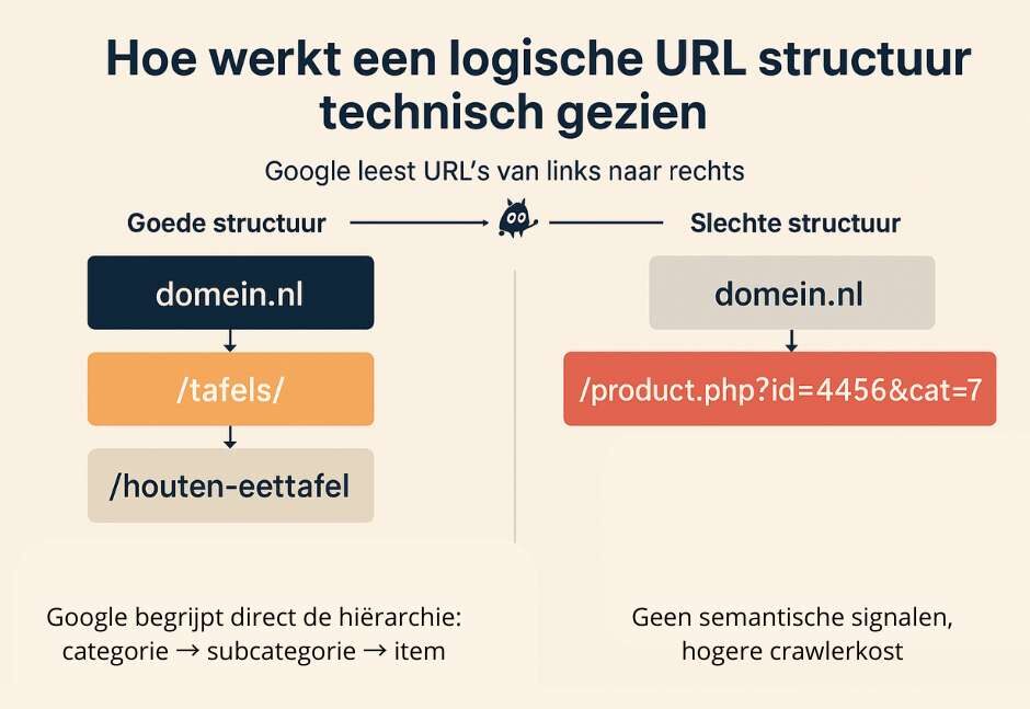 Hoe werkt de opbouw van een goede URL structuur technisch gezien?