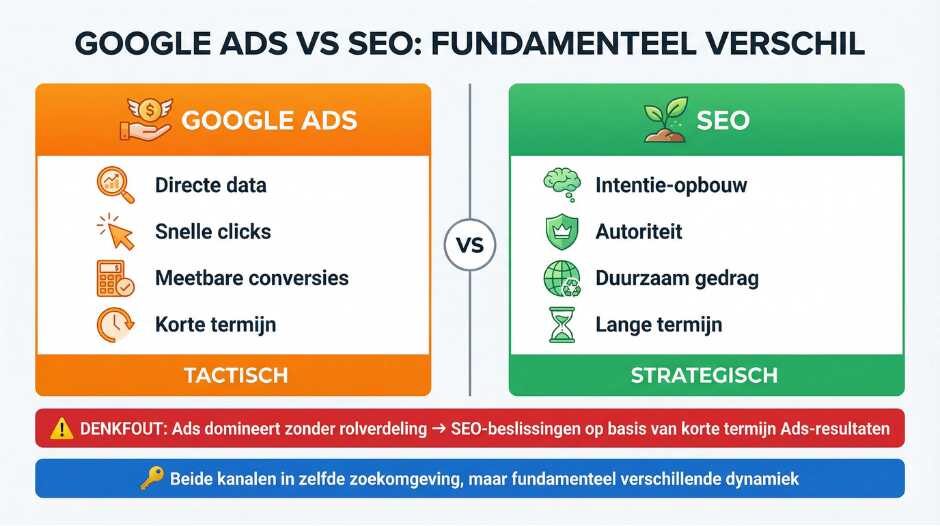 Waarom wordt Google Ads vaak automatisch gezien als ondersteuning van SEO?