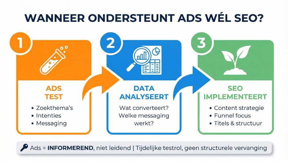 In welke situaties werkt Google Ads juist wél ondersteunend aan SEO?