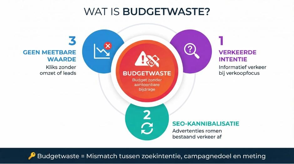 Wat wordt bedoeld met budgetwaste binnen Google Ads?