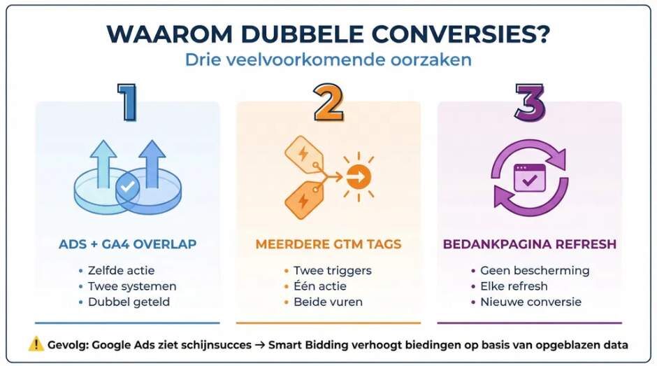 Waarom worden conversies dubbel gemeten?