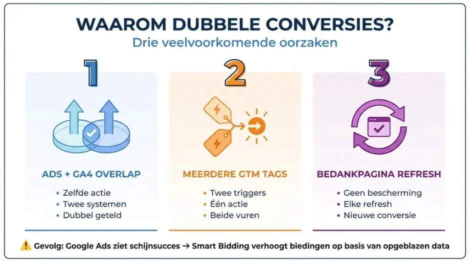 Waarom worden conversies dubbel gemeten?
