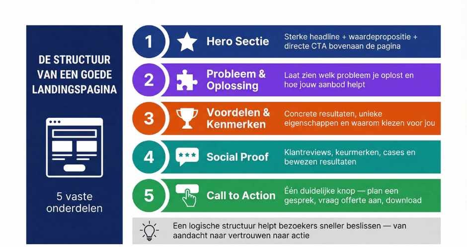 Hoe ziet de structuur van een goede landingspagina eruit?